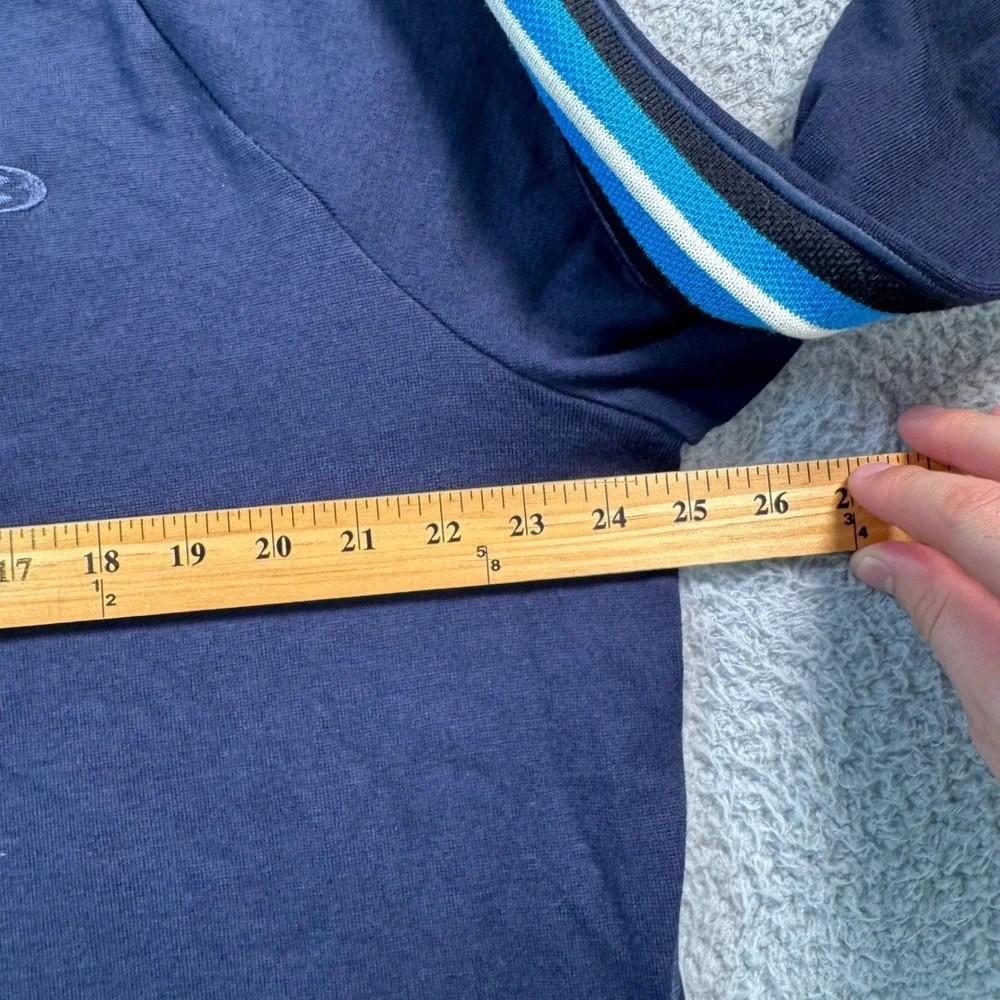 Icebreaker Merino Wool Quarter Zip Pullover Mens XL Navy Blue Striped 1001538